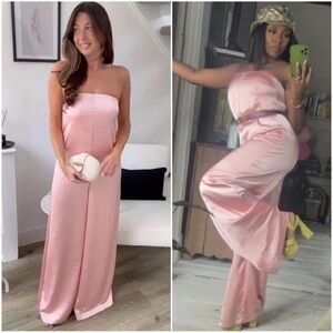 Zara peach satin effect jumpsuit